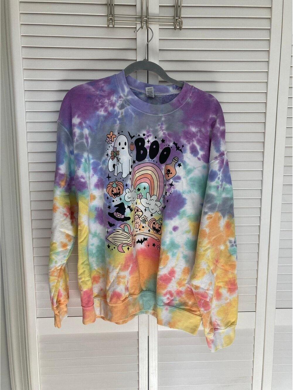 Cute pastel Rainbow Halloween Sweatshirt LG